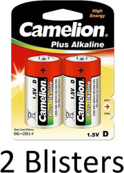 4 Stuks (2 Blisters a 2 st) Camelion Plus Alkaline D Cell Batterij