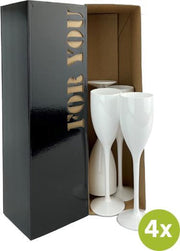 4x Champagneglas Troyes wit 12 cl cadeauset | Onbreekbare kunststof / plastic drinkglazen