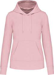 Ecologische damessweater met capuchon Zacht Roze Maat M