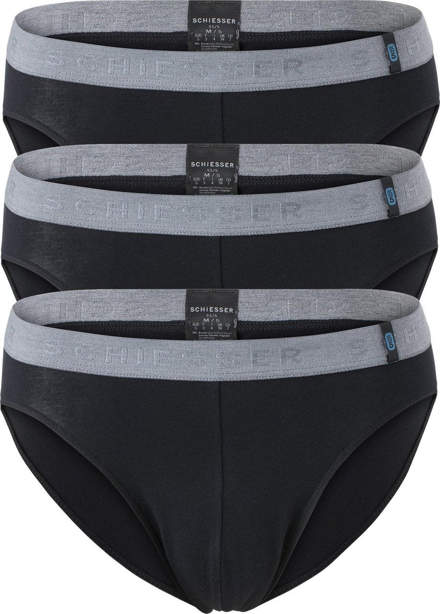 SCHIESSER 95/5 rioslips (3-pack) - zwart -  Maat: S