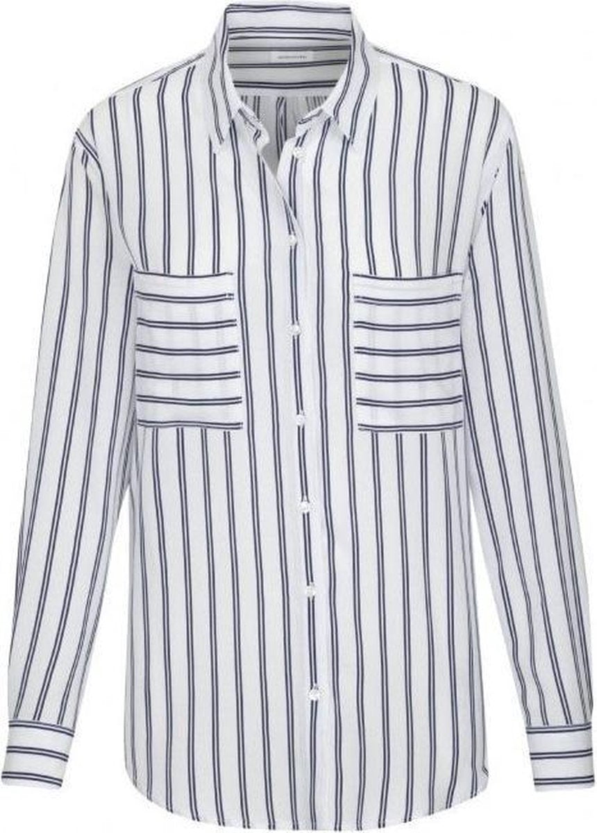 Seidensticker Speelse Pinstripes overhemd bloes wit/donkerblauw -mt.40