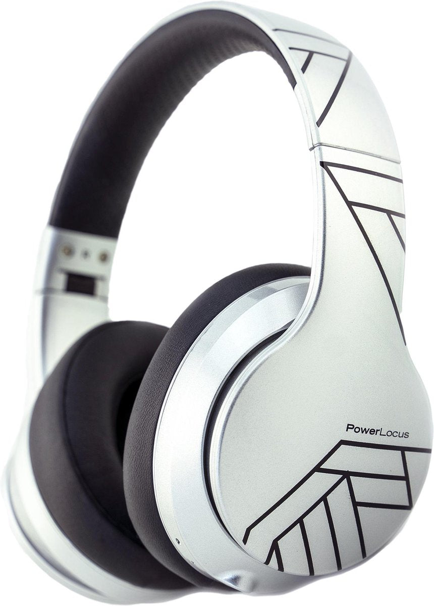 PowerLocus P6 Draadloze Over-Ear Koptelefoon Inklapbaar - Bluetooth Hoofdtelefoon - Met microfoon - Zilver PL Lines Collection