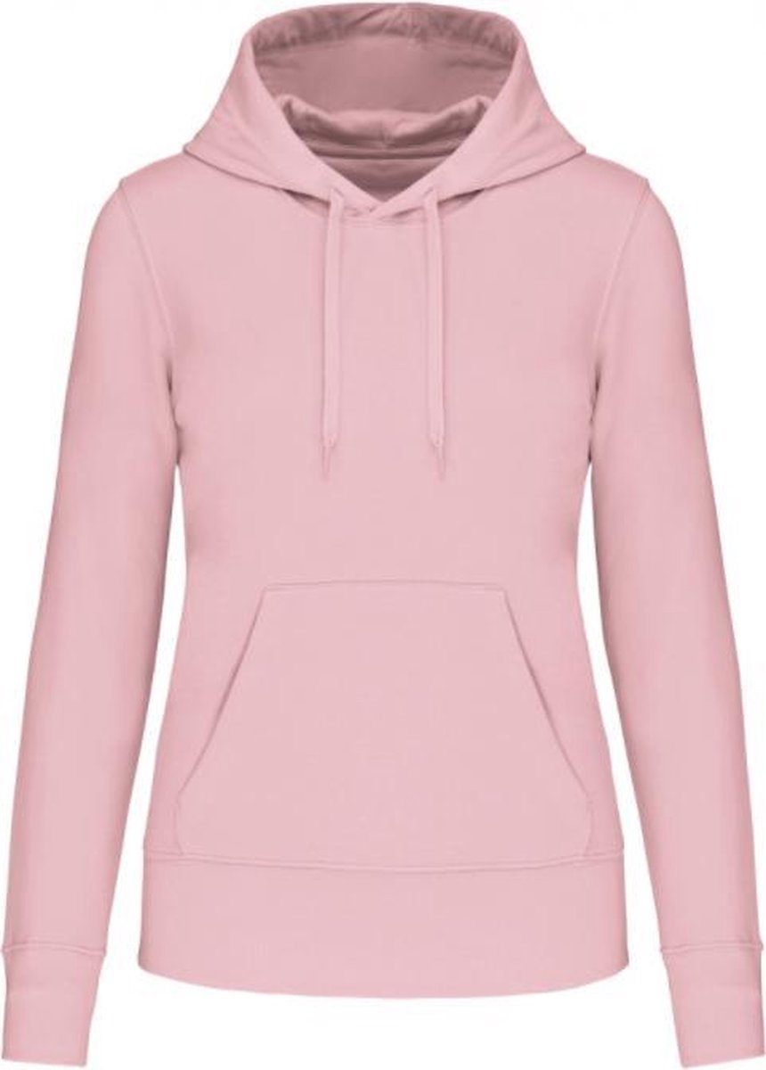 Ecologische damessweater met capuchon Zacht Roze Maat L