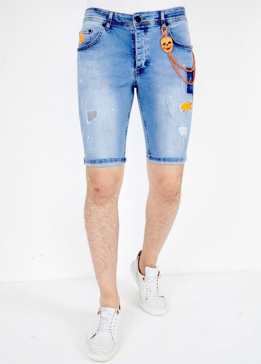 Local Fanatic Exclusieve Skinny Jeans Short Heren - 1040 - Blauw - Maten: 34