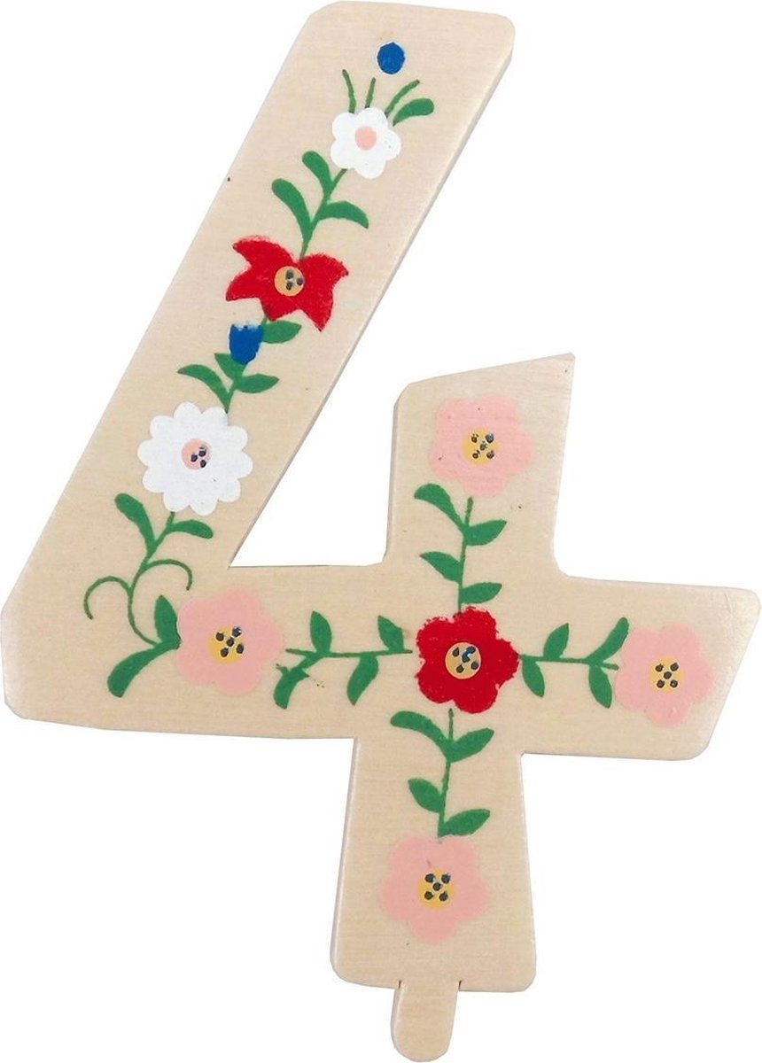 Tib Feestdecoratie "4" Hout 10 Cm Bruin