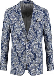 GENTS | Colbert Heren bloemstructuur blauw-wit 0113 Maat 102