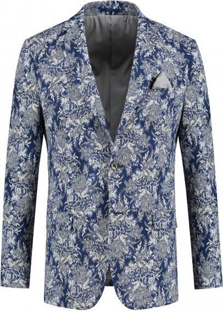 GENTS | Colbert Heren bloemstructuur blauw-wit 0113 Maat 102