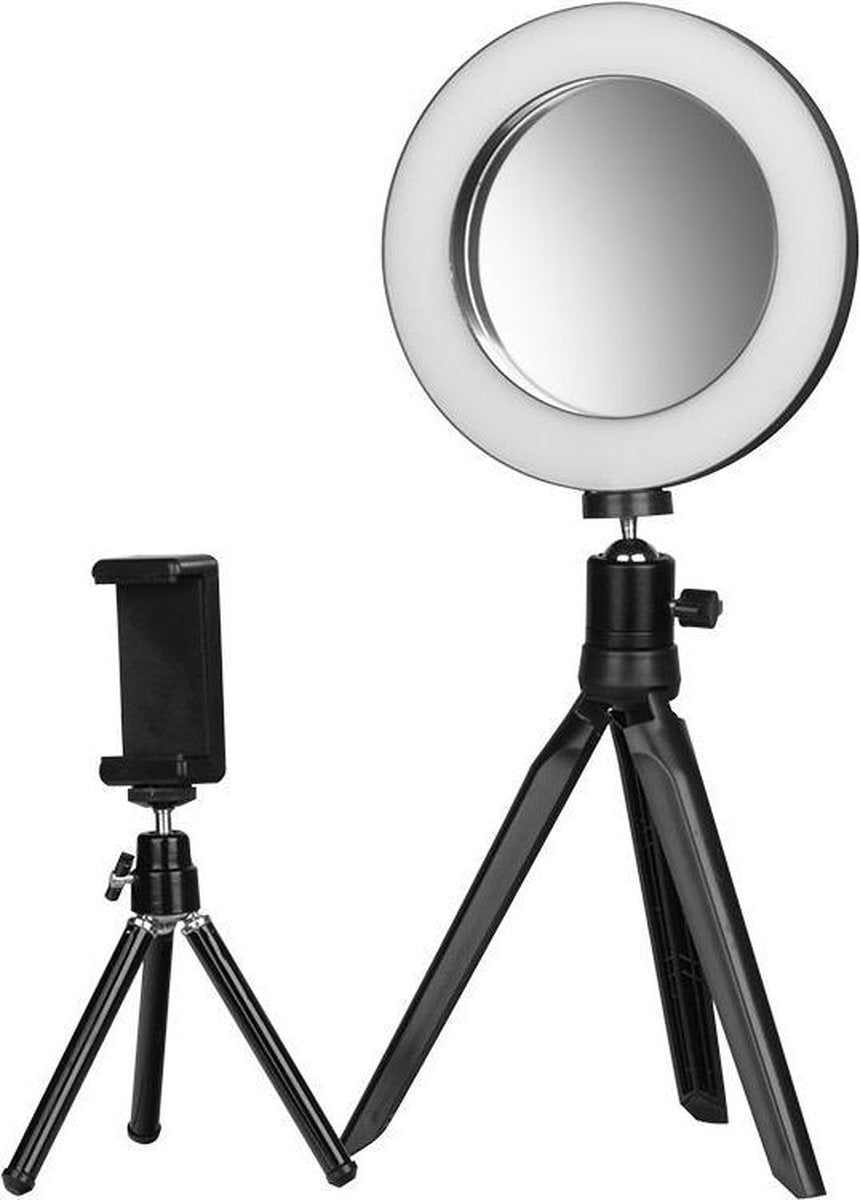 DermaSyis Mini Ringlamp Pro 6W. Met Spiegel En Telefoonhouder