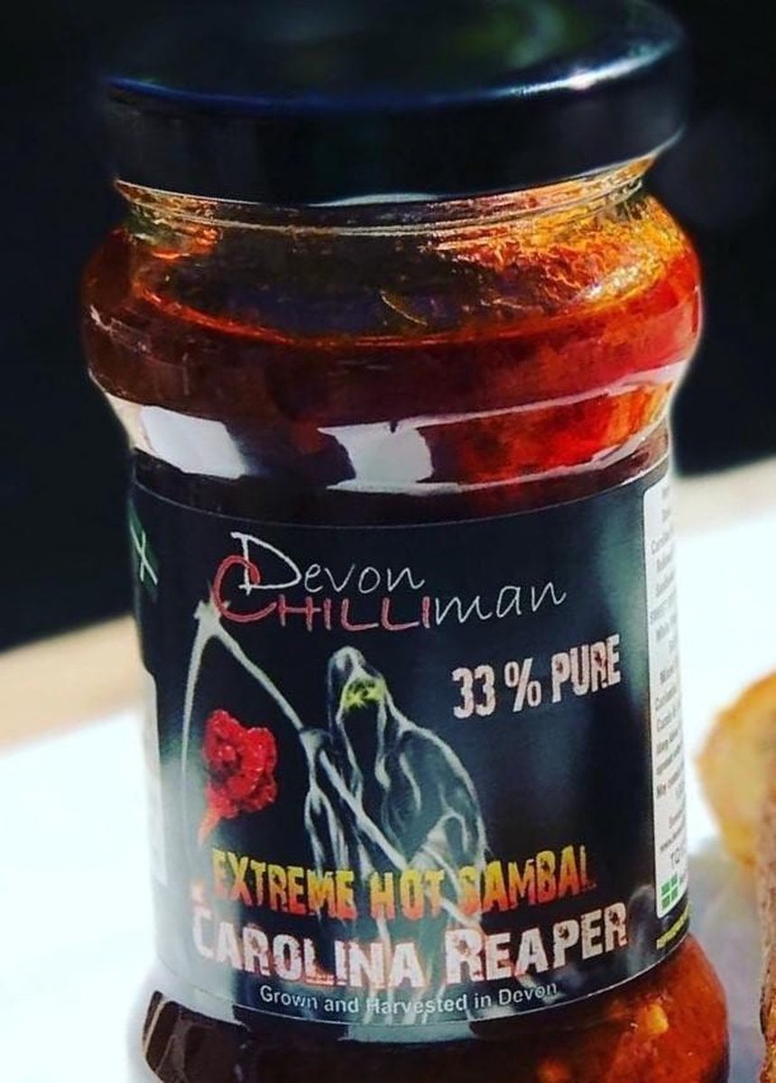 33% Pure Carolina Reaper Sambal (Heat Level 12) - ChilisausBelgium  - Devon Chilli Man