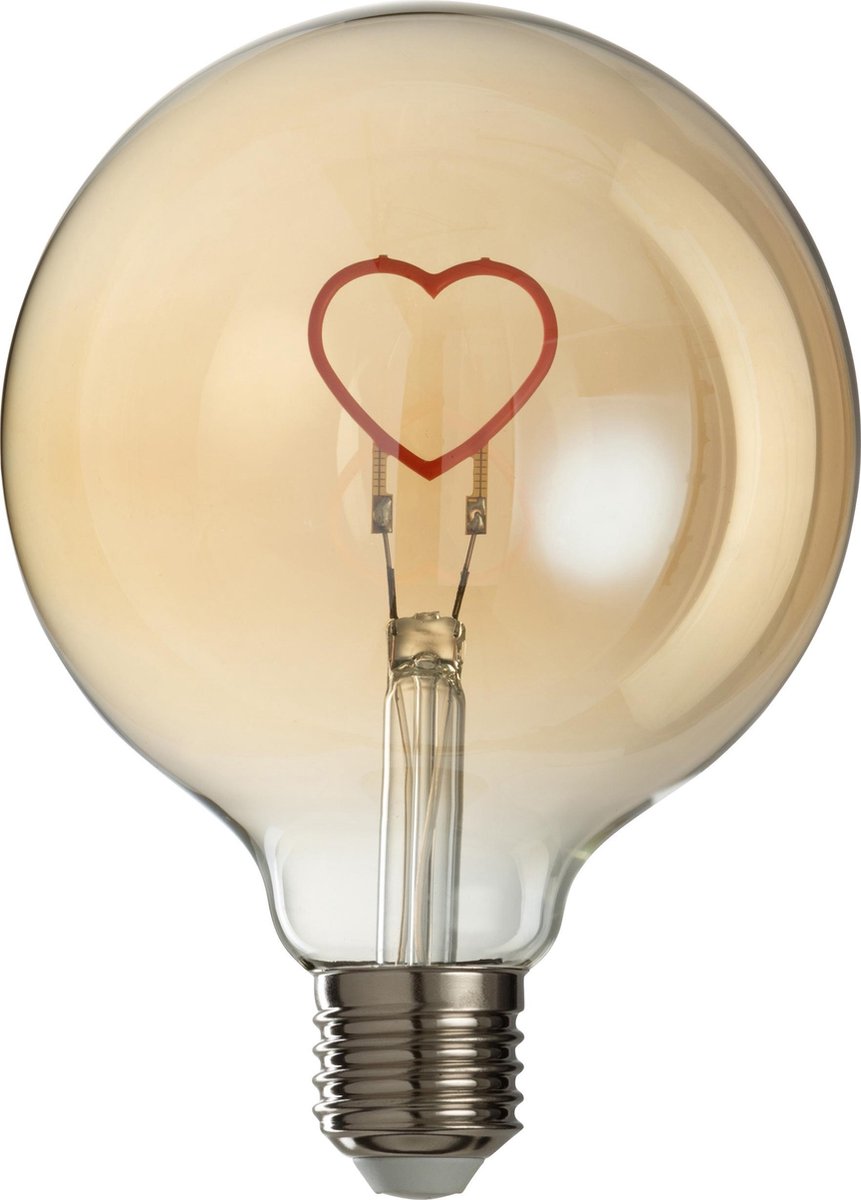 J-Line Ledlamp In Doos Hartje Glas Roze/Goud E27