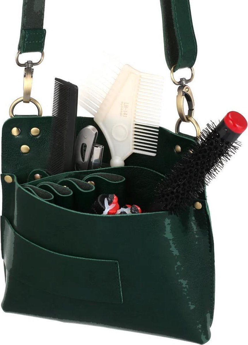 Kapper / Barbers / Make-up Artists Holster Kapperstas 100% leer - Kleur Zwart - Professional - Voldoende opbergruimte - Scharen - Make-up organizer - Haaraccessoire - Praktisch