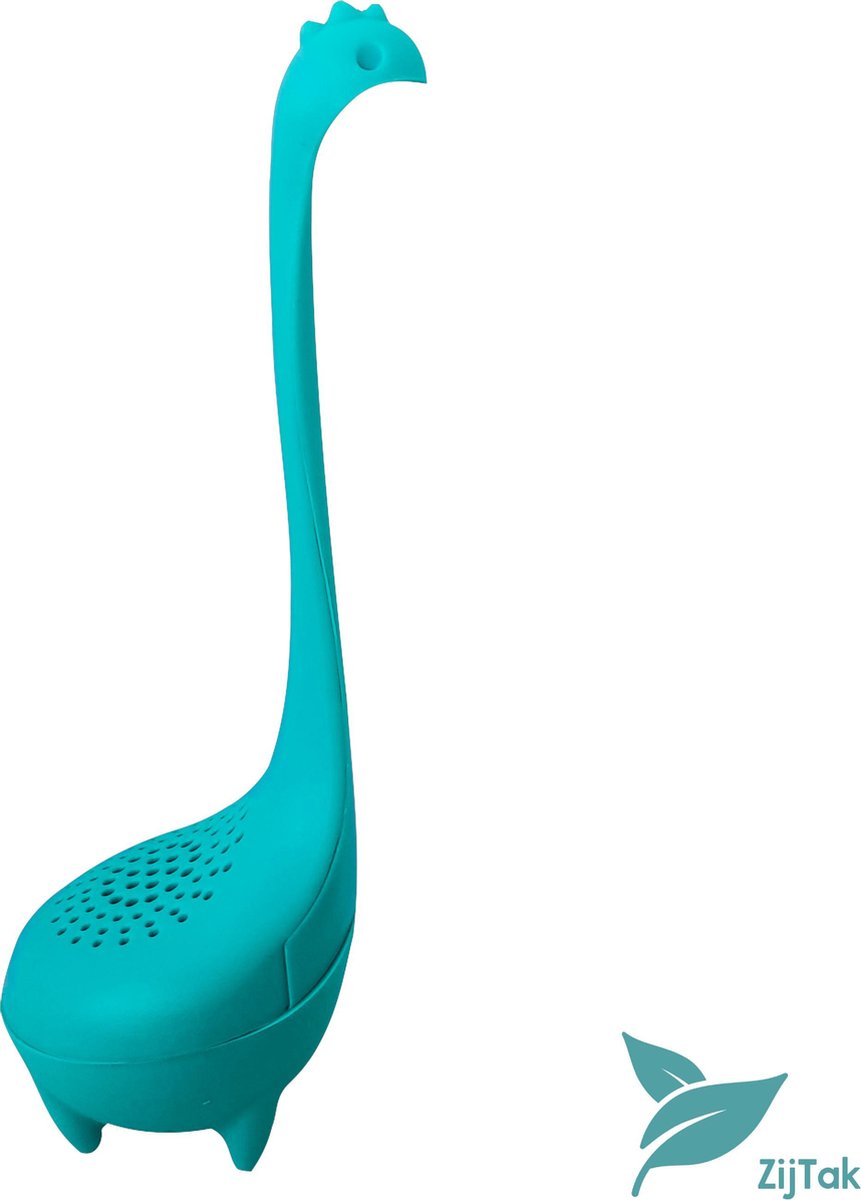 ZijTak Theesaurus - dinosaurus thee-ei - theefilter - theezeef - theeglas infuser - blauw