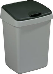Sunware Delta Prullenbak - 10L - met klep deksel - metallic/zwart