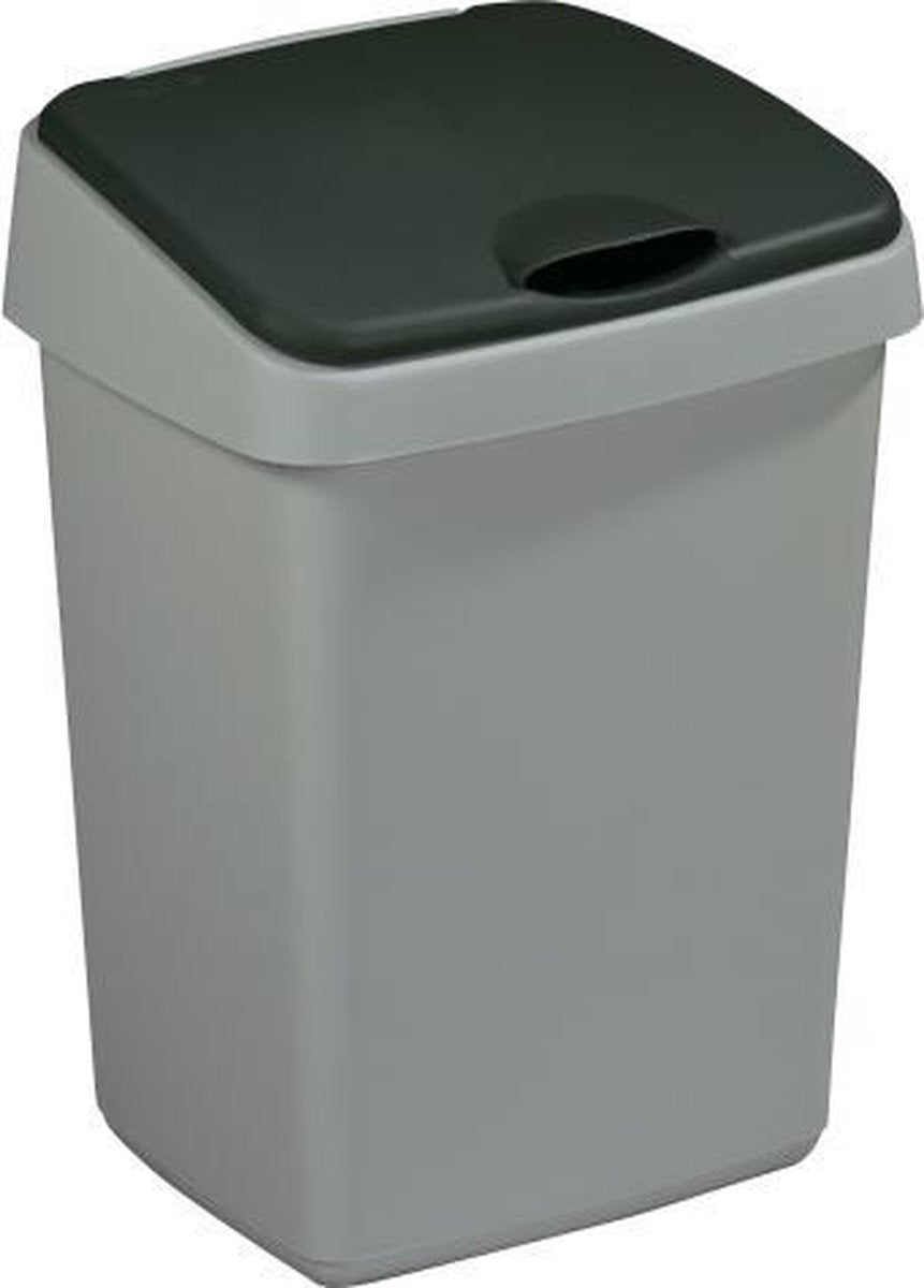 Sunware Delta Prullenbak - 10L - met klep deksel - metallic/zwart
