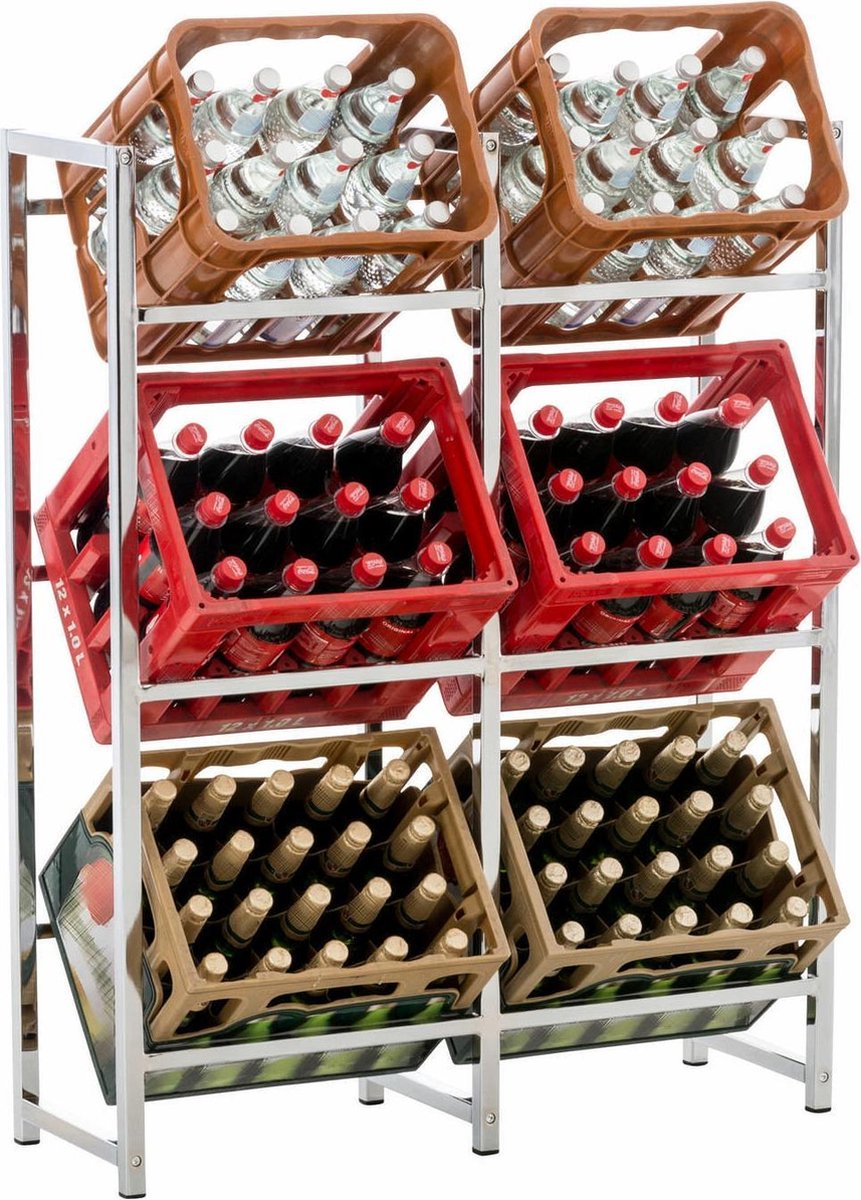 Clp Lennert Krattenrek - Chroom look 112 x 91 x 31 cm (voor 6 kratten)