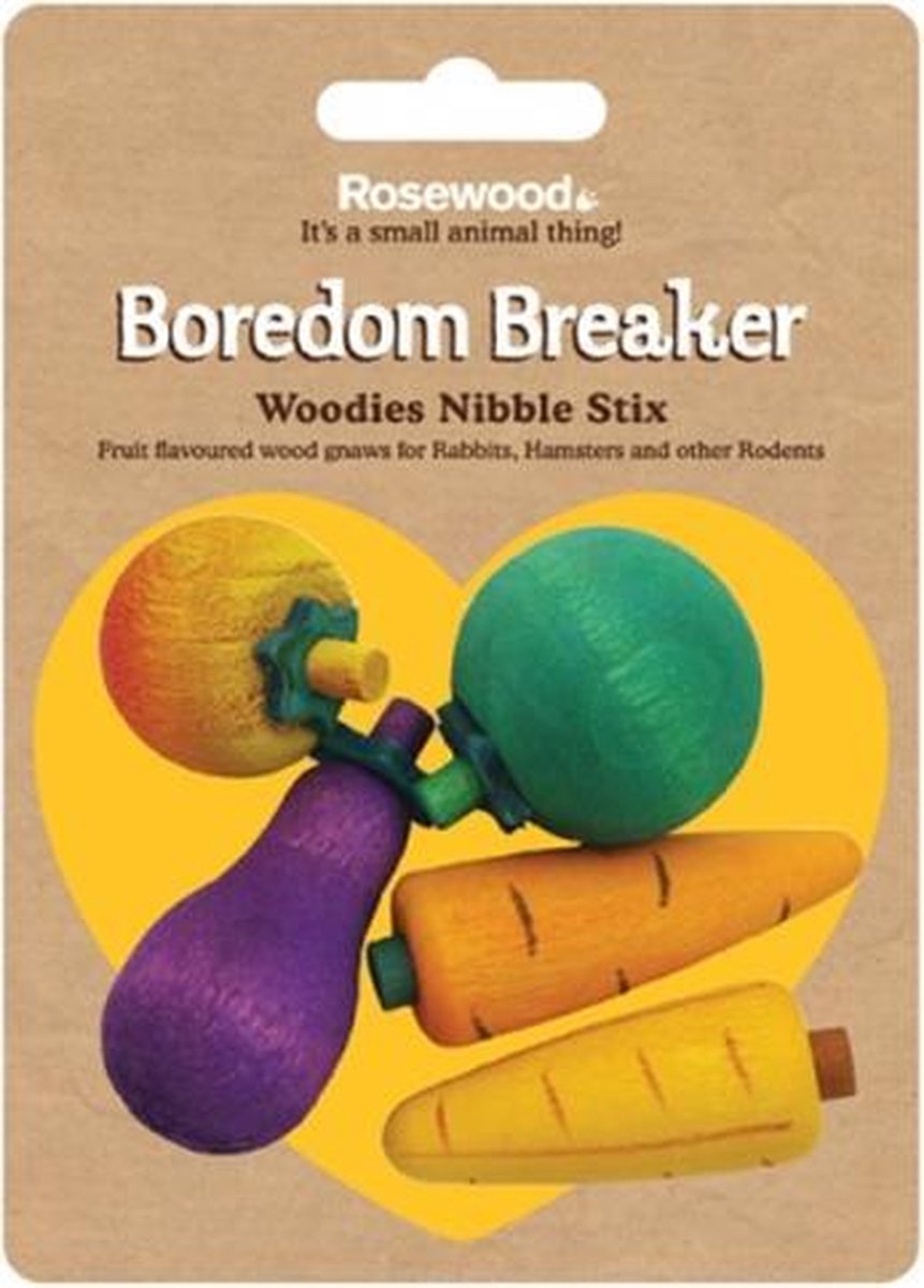 Rosewood boredom breaker nibble stix 3d fruit -  - 1 stuks