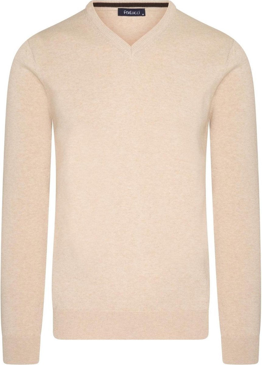 Ferlucci – Exclusieve Heren Trui met V-Hals - Beige