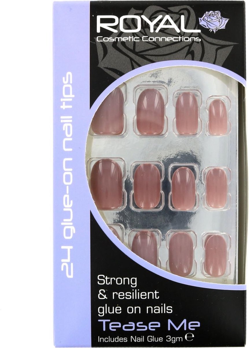 Royal 24 Round Glue-On Nail Tips - Tease Me (met nagellijm)