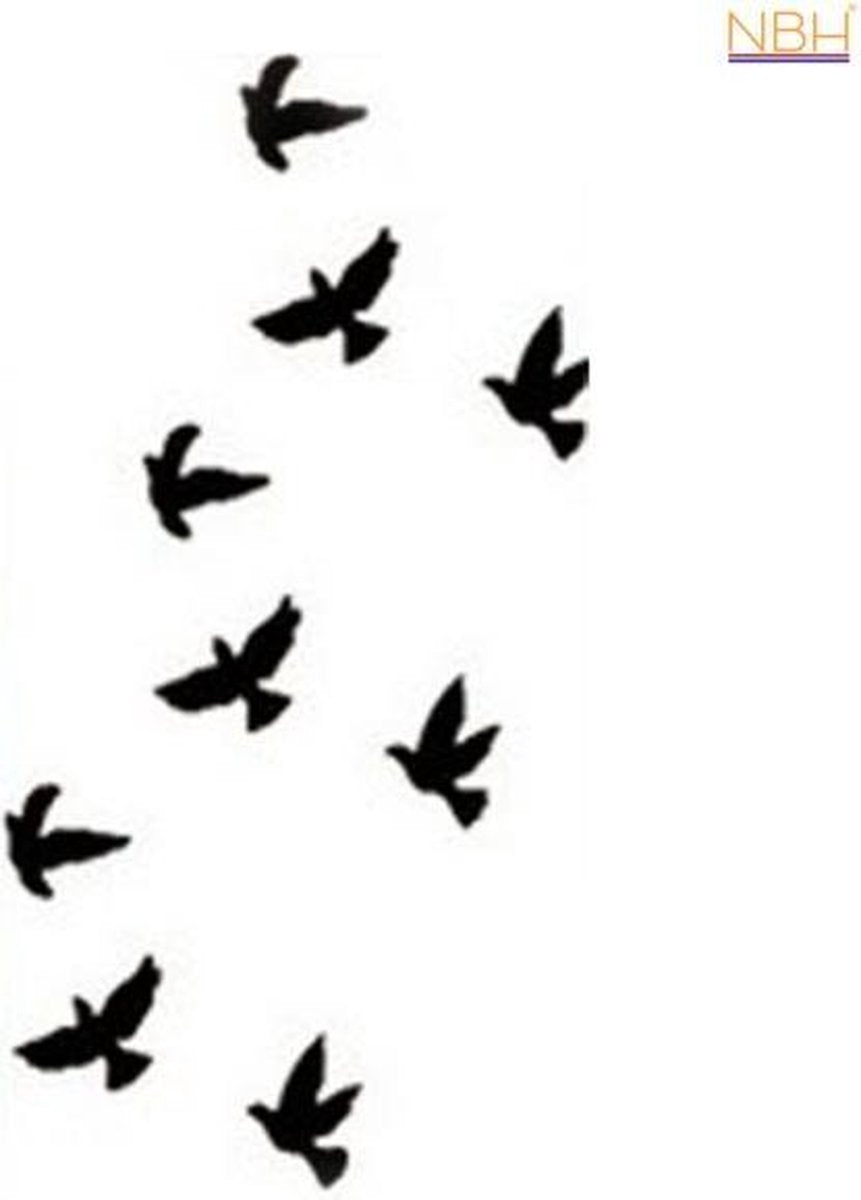 NBH - Water overdraagbare Tijdelijke Tattoo: Vogels 65x110mm