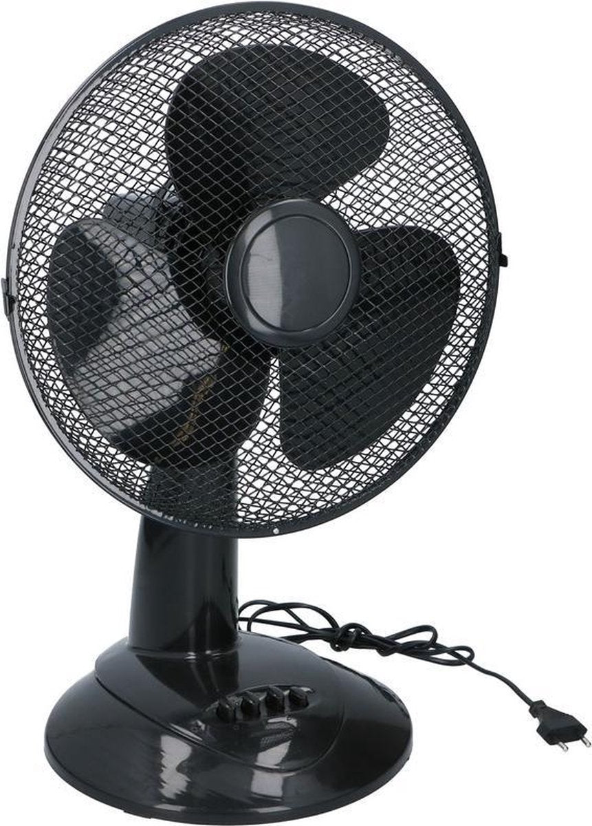 Voordelige tafel ventilator zwart 30 cm - Zwarte bureau/kantoor ventilatoren