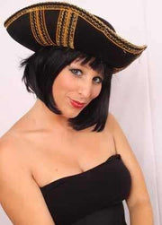 Driesteek kapitein hoed piraat zwart goud - kapiteinshoed piratenhoed - one size - festival