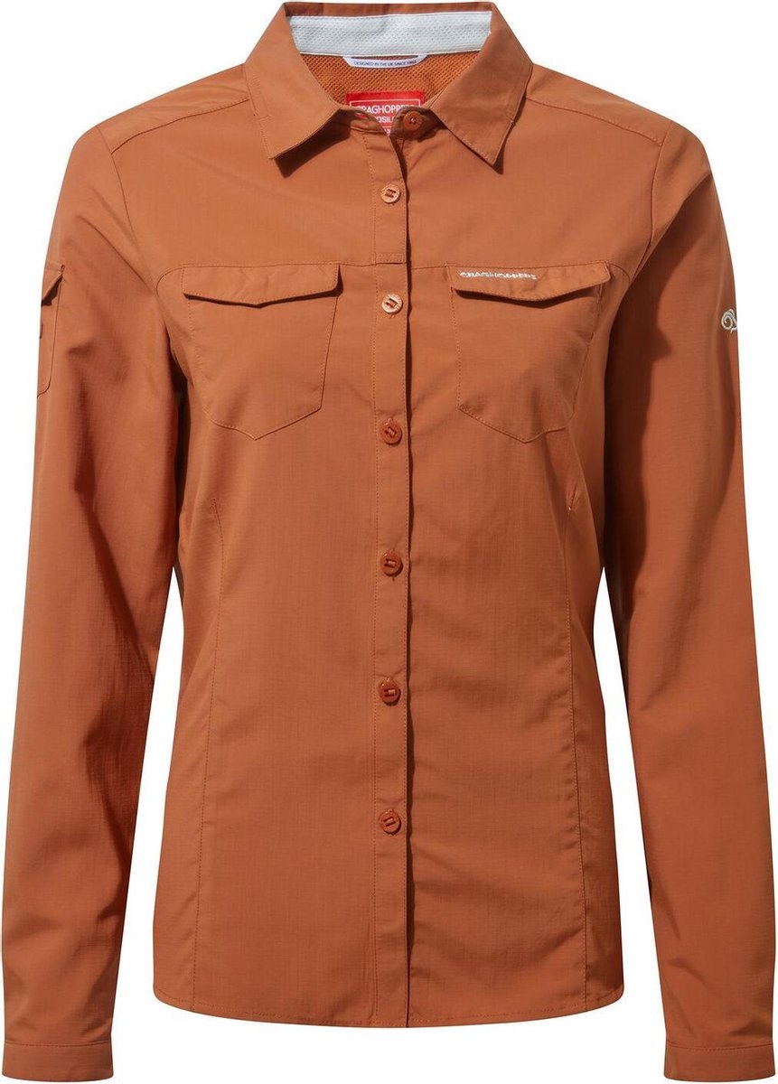 Craghoppers - UV Blouse voor dames - Longsleeve - Adventure II - Oranjebruin - maat XL (44)