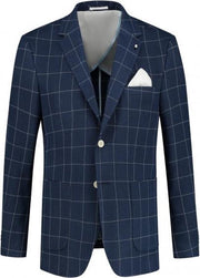 GENTS | Colbert Heren ruit blauw wit 0147 Maat 52