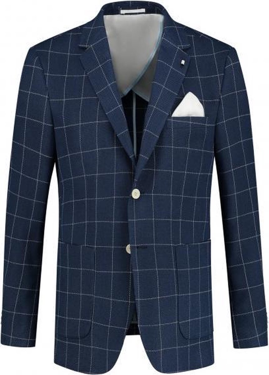 GENTS | Colbert Heren ruit blauw wit 0147 Maat 52