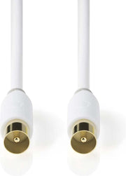 Coaxkabel | IEC (Coax) Male | IEC (Coax) Male | Verguld | 75 Ohm | Enkelvoudig Afgeschermd | 5.00 m | Rond | PVC | Wit | Window Box