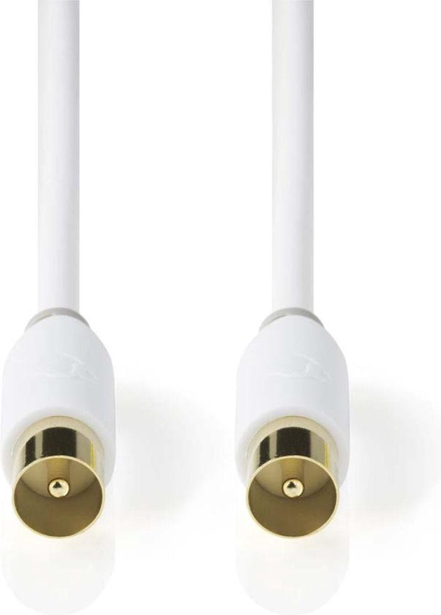 Coaxkabel | IEC (Coax) Male | IEC (Coax) Male | Verguld | 75 Ohm | Enkelvoudig Afgeschermd | 5.00 m | Rond | PVC | Wit | Window Box