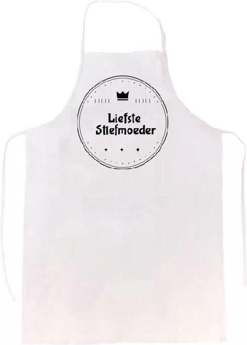 Liefste stiefmoeder keukenschort |verassing - feestdag - verjaardag - geschenk - gift - kado - cadeau - barbeque - barbecue - chefkok - keuken - schort - eten - bbq - vlees - familie