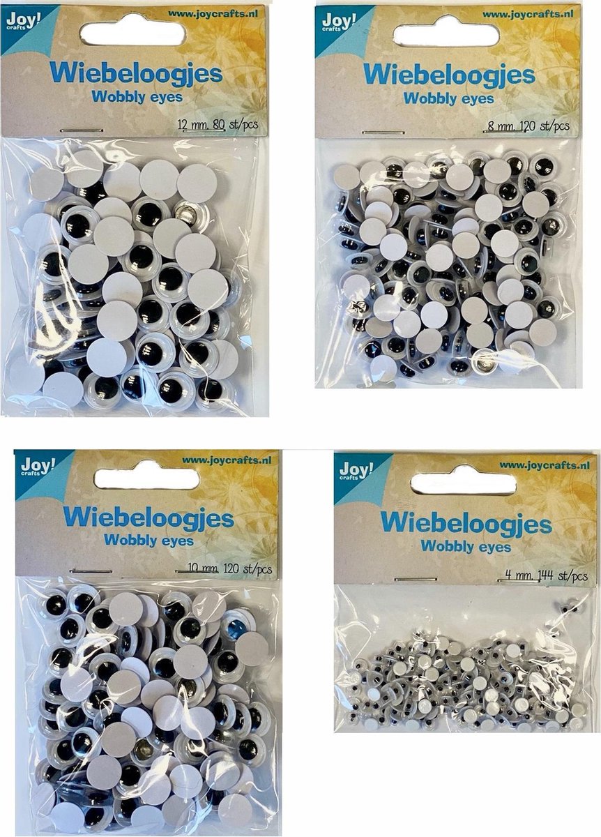 Joy!Crafts Set  / Wiebeloogjes / Googly Eyes /Knutseloogjes / 464 stuks / 4 maten