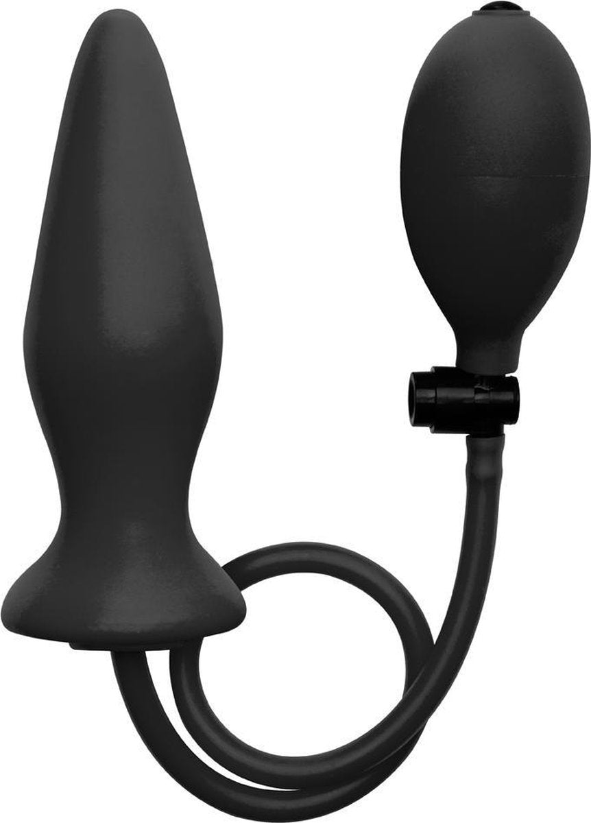 Ouch! – Siliconen Opblaasbare Butplug met Ergonomisch Zacht Ontwerp voor Zacht Genot 12 cm - Zwart