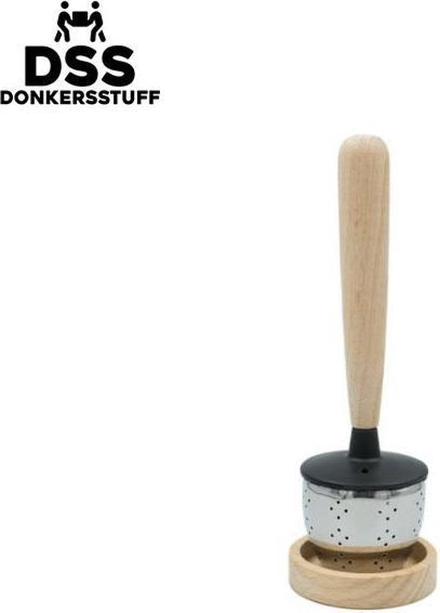 Donkersstuff - Theezeef - Houten Handvat - Inclusief Uitlekschaaltje