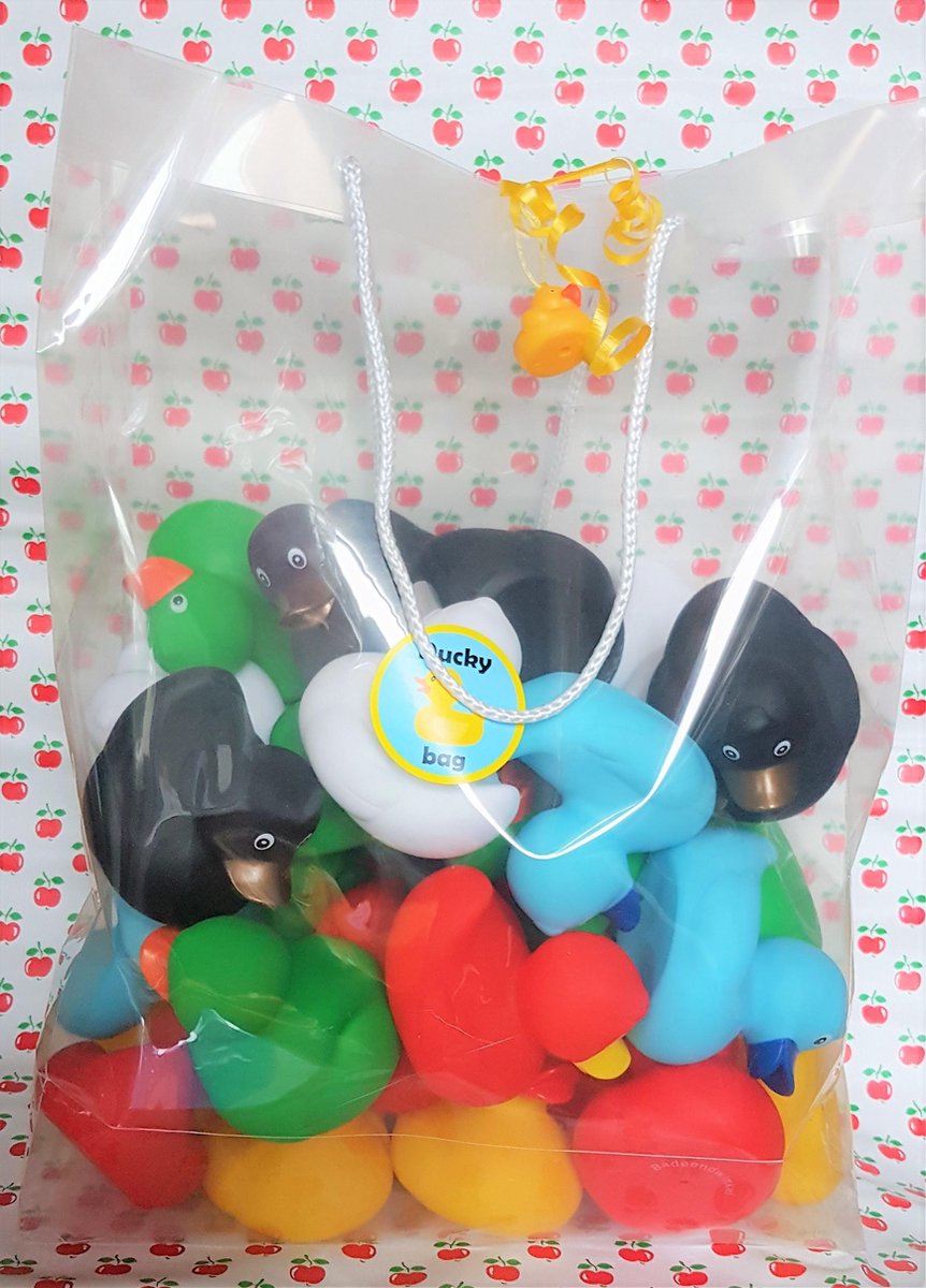 Duckybag tas 36 gekleurde badeenden 8 cm