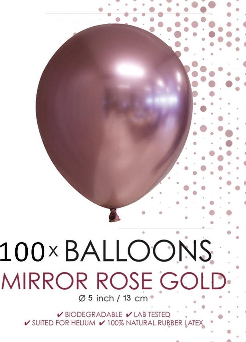 100 chrome 5 inch kleine ballonnen  roségoud.