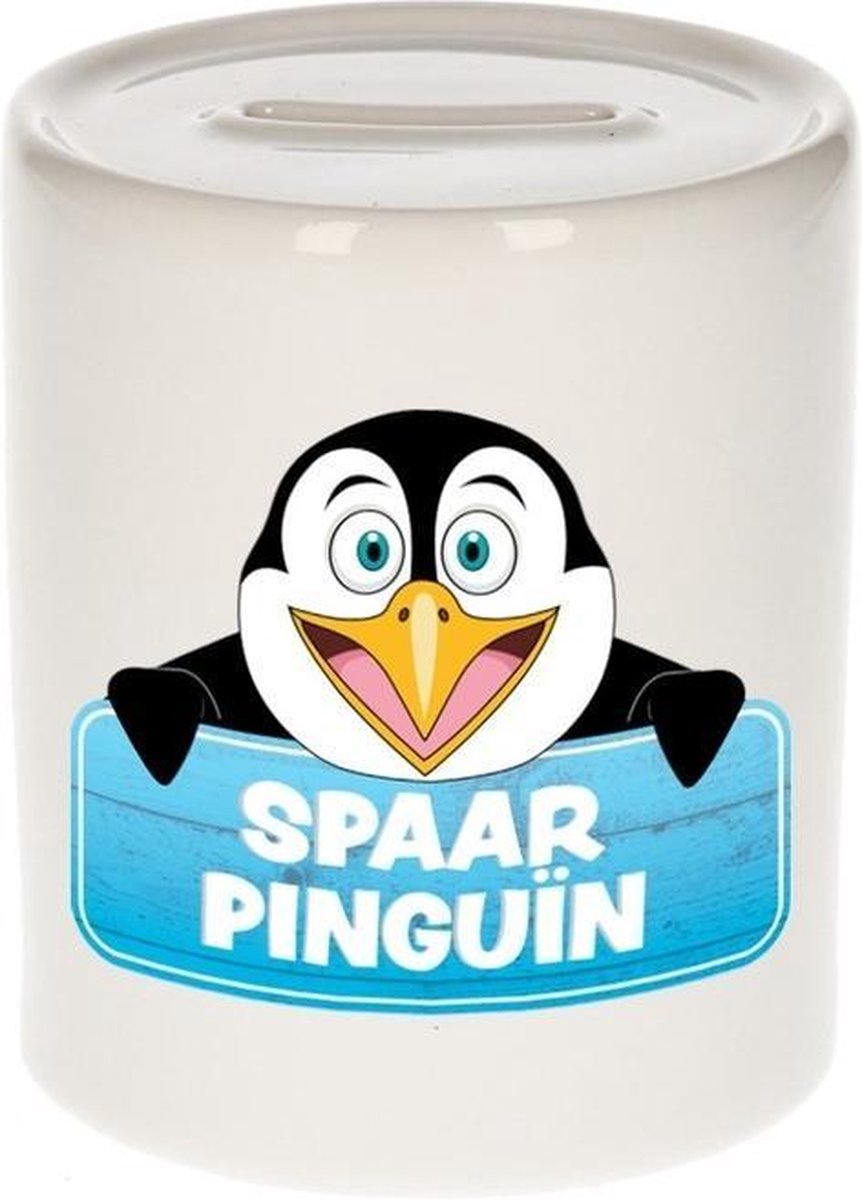 Kinder spaarpot met pinguins print 9 cm