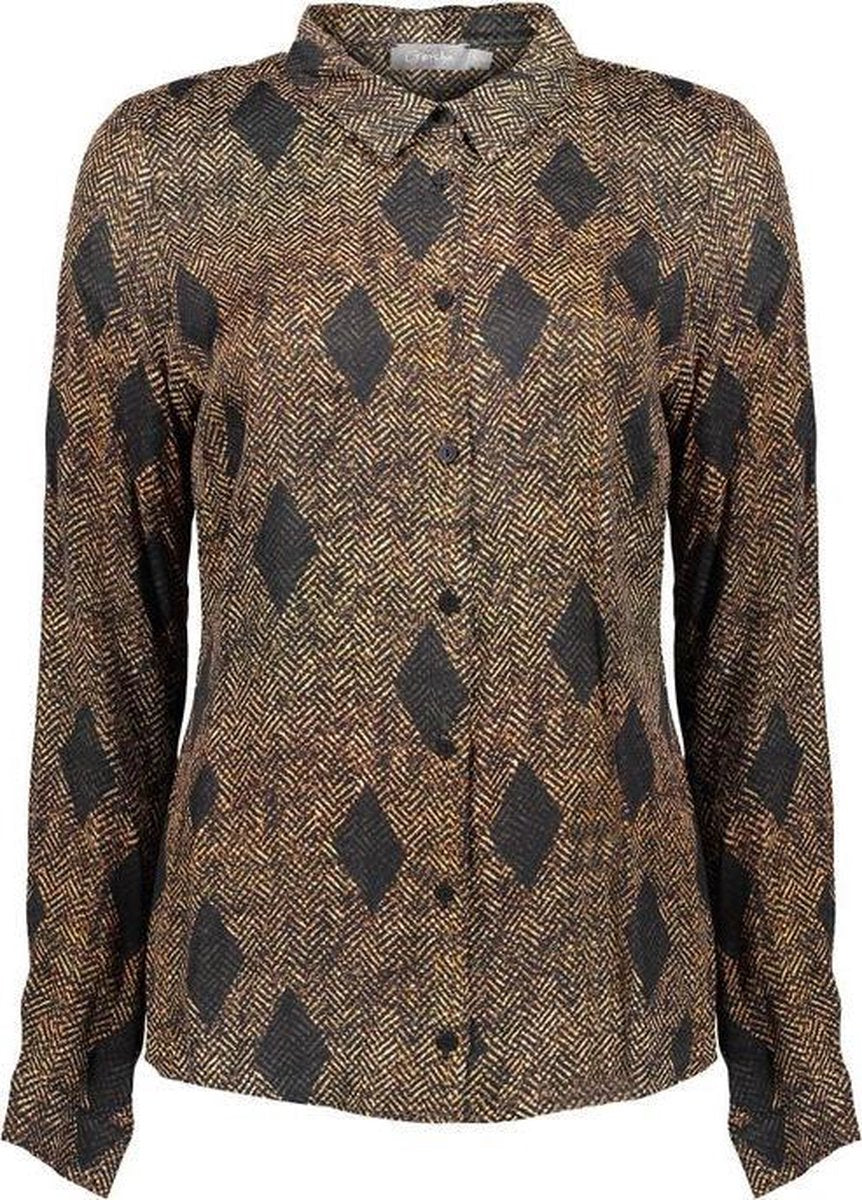 Blouse Aop Satin 03692 Brown/sand Combi