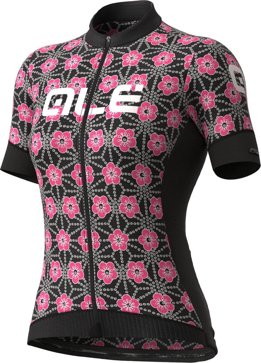 Ale Dames Fietsshirt Korte Mouwen PRS Garda - ZwartFluoRoze - M - Valt klein
