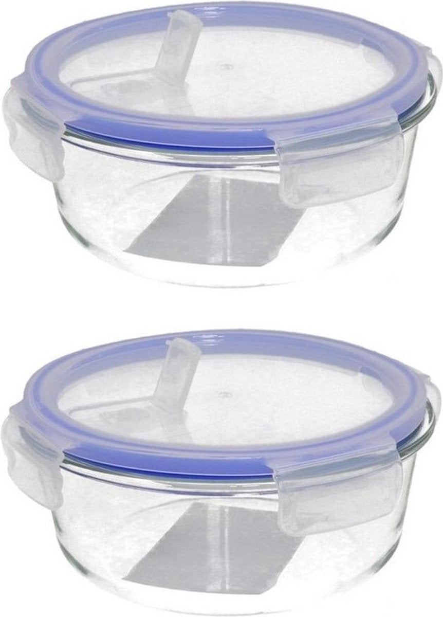 1x Glazen voorraad/vershoud diepvriesbakjes rond Oslo 390 ml - Ovenbestendige voedsel bewaar bakjes