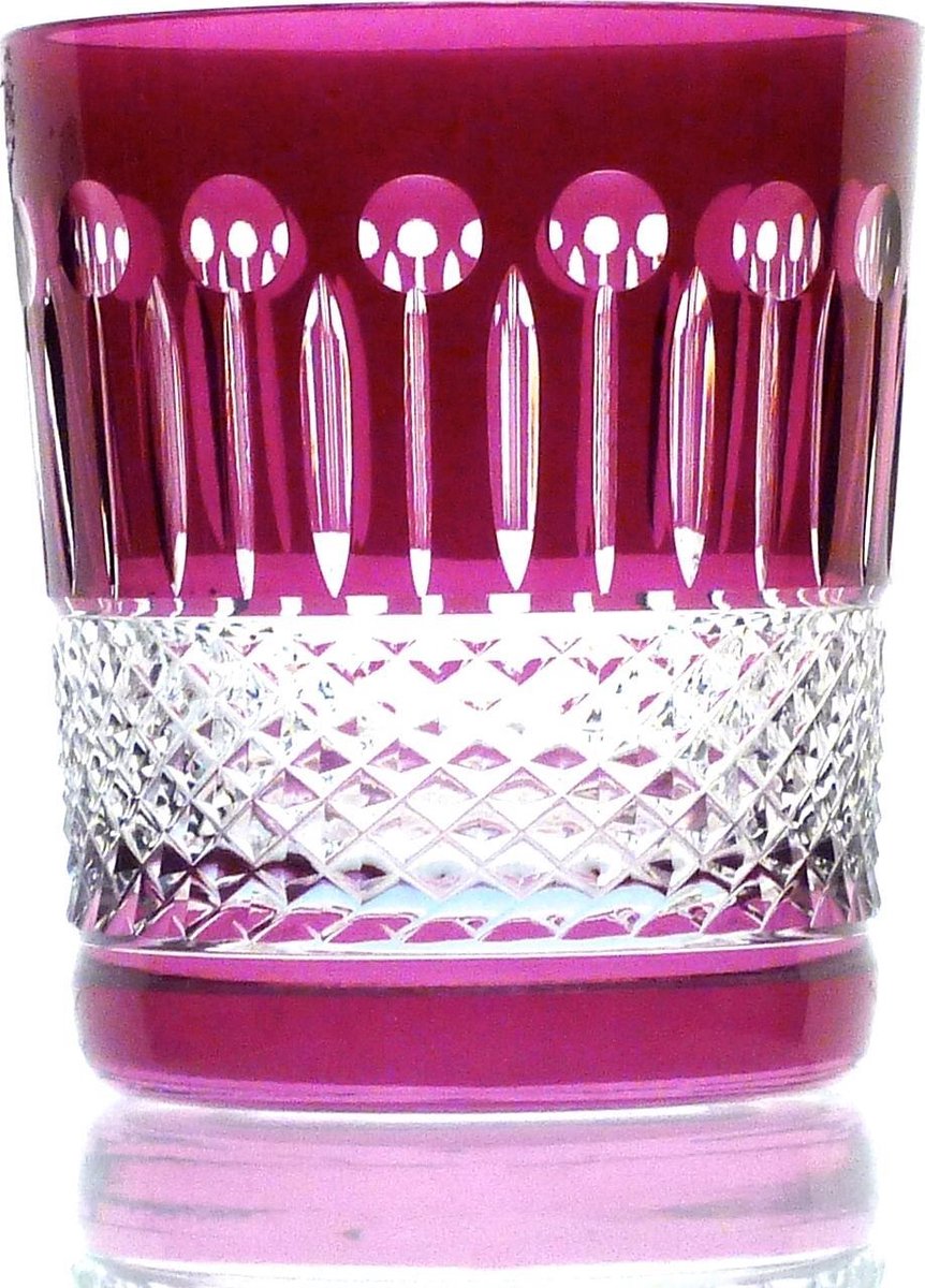 Kristallen whiskeyglazen  - Whiskyglas CHRISTINE - raspberry - set van 2 glazen - gekleurd kristal