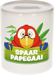 Kinder spaarpot met papegaaien print 9 cm