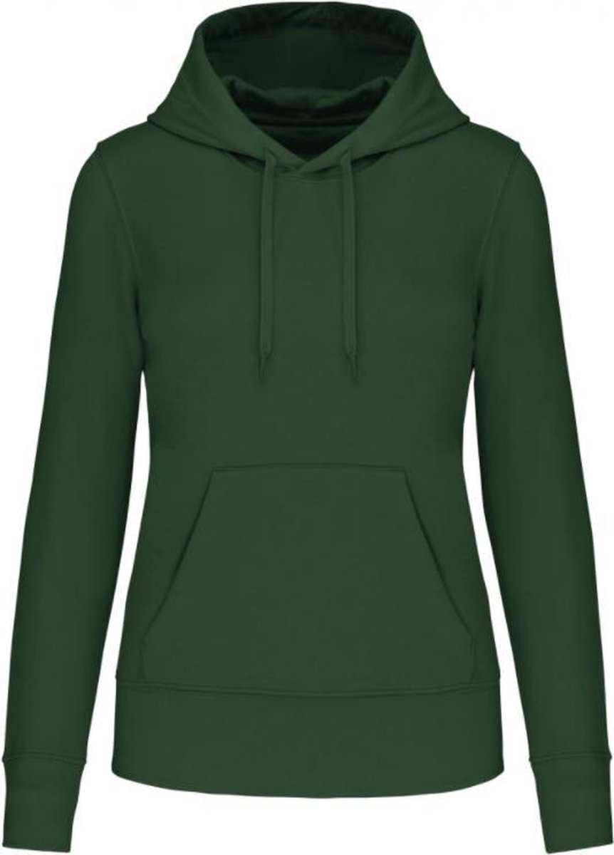 Ecologische damessweater met capuchon Donker Groen Maat M