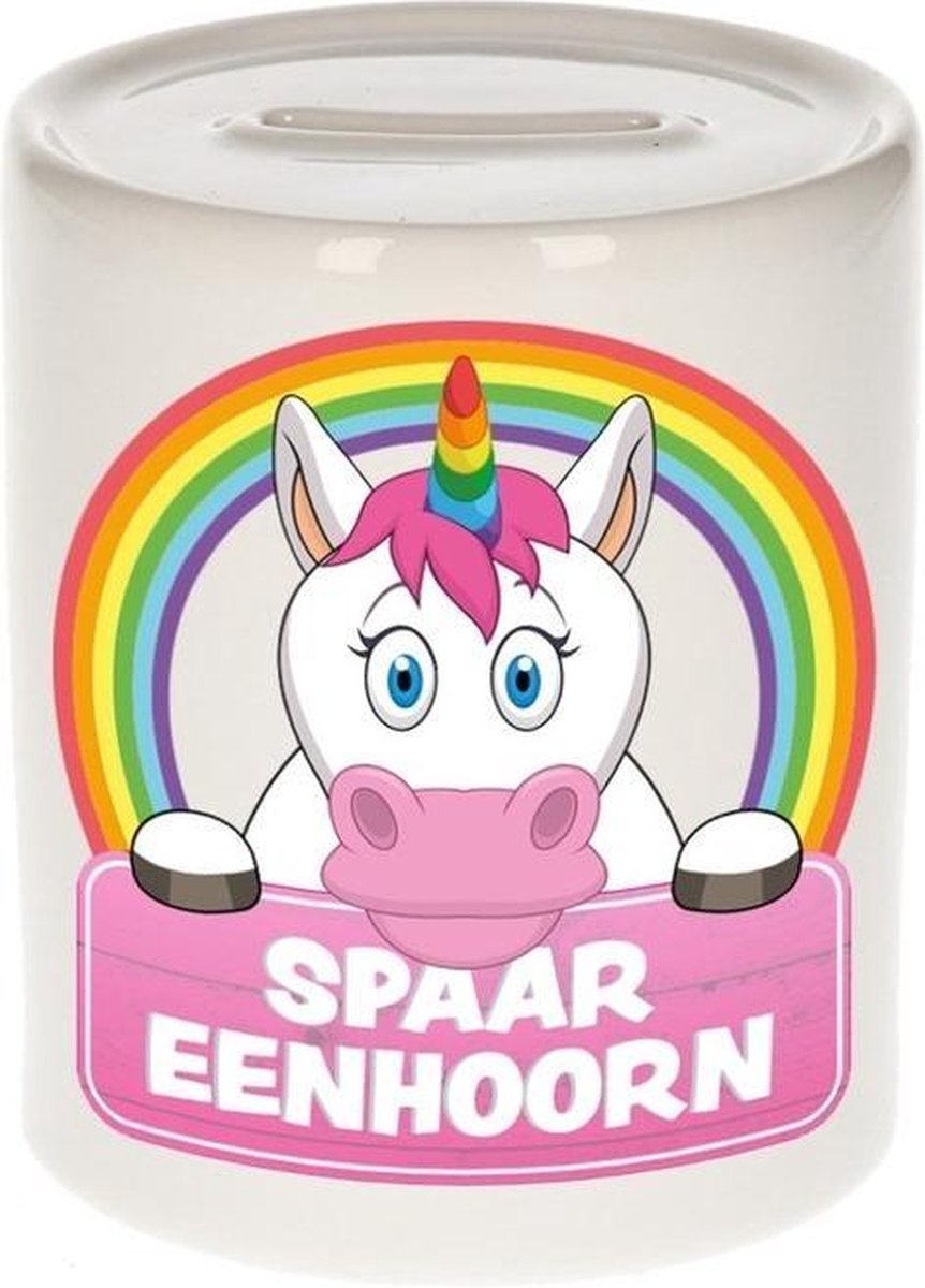 Kinder spaarpot met eenhoorn print 9 cm