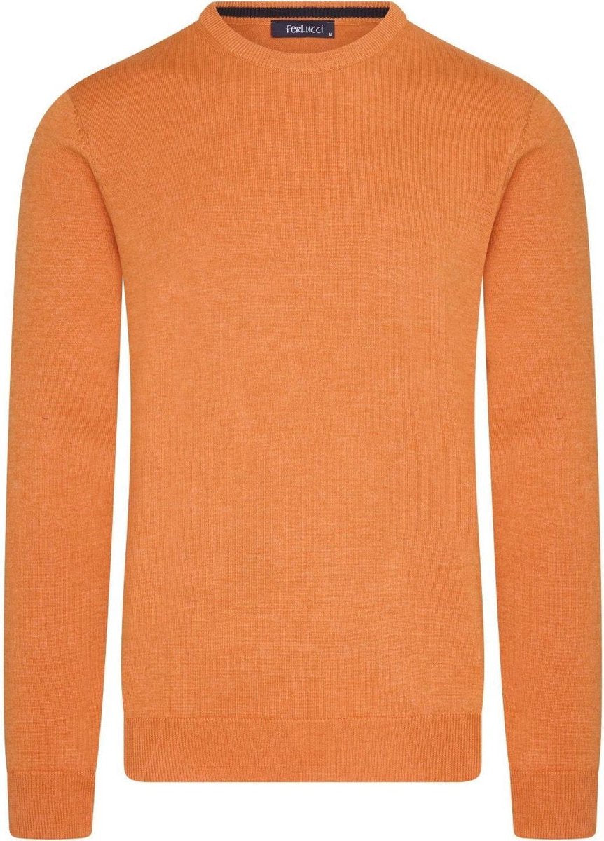 Ferlucci – Exclusieve Heren Trui met Ronde Hals - Oranje