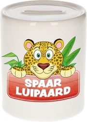 Kinder spaarpot met luipaarden print 9 cm