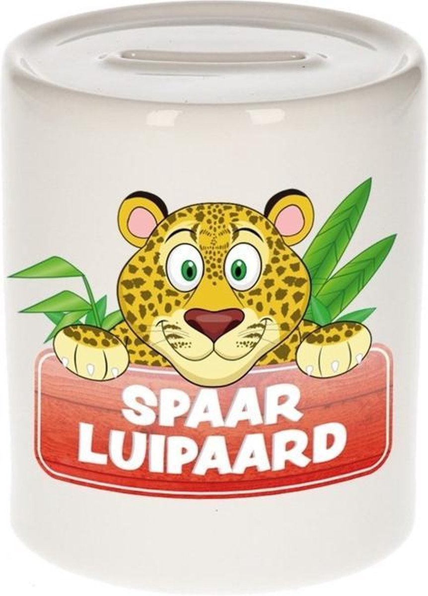 Kinder spaarpot met luipaarden print 9 cm