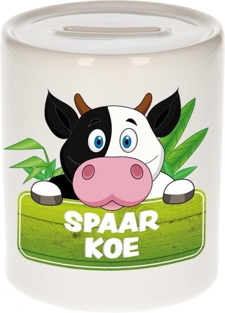 Kinder spaarpot met koeien print 9 cm