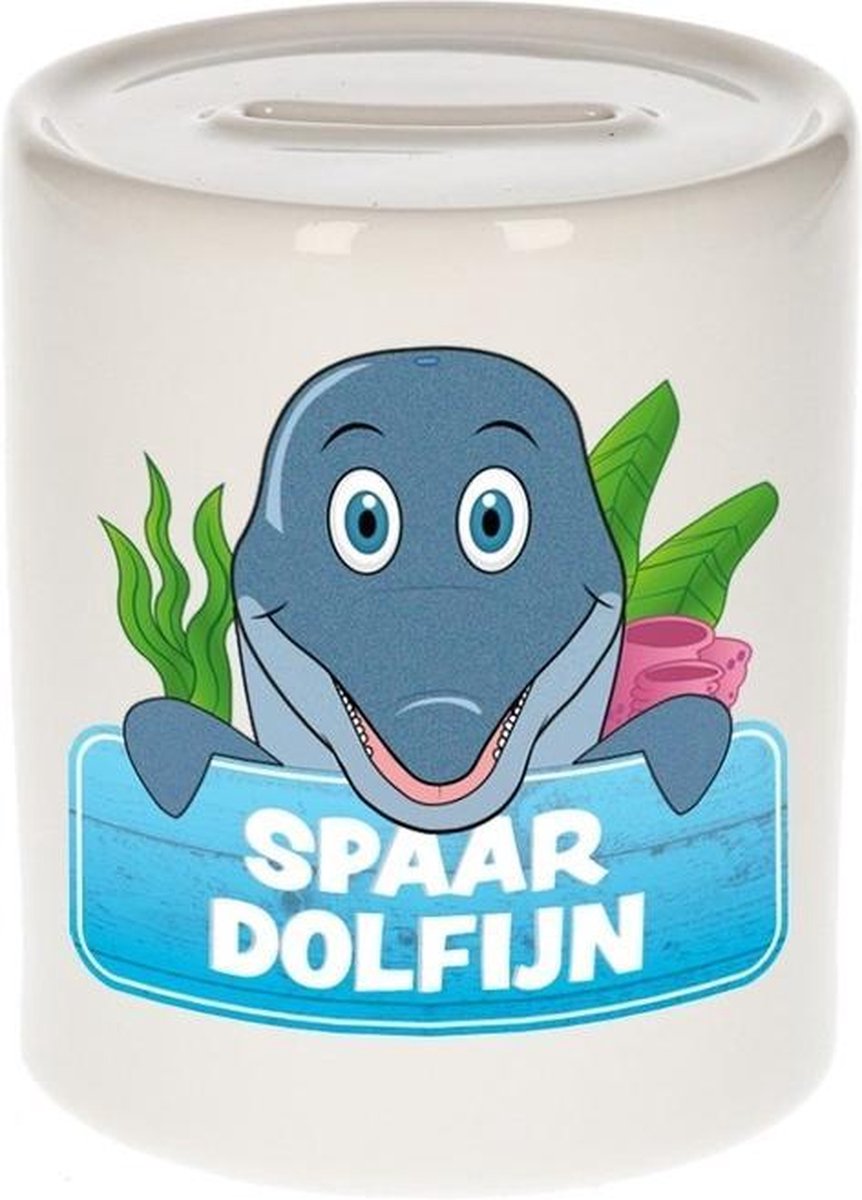 Kinder spaarpot met dolfijnen print 9 cm