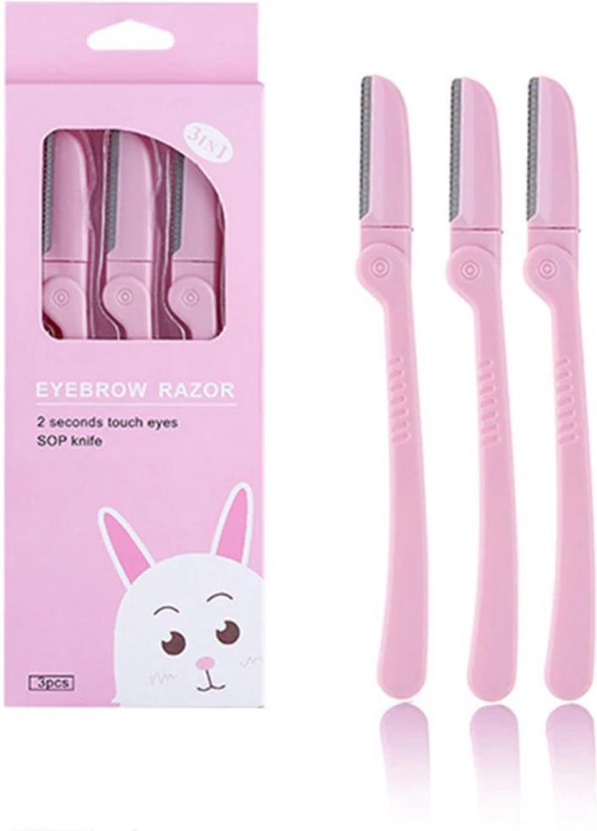 Wenkbrauw Scheermesjes - Eyebrow Razor - Dermaplaning - Roze - 3 stuks